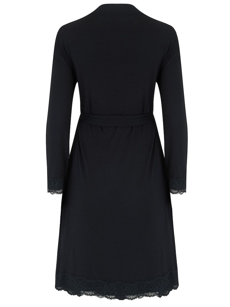 Pour Moi Black Sofa Loves Lace Jersey Wrap Gown - Image 3 of 3