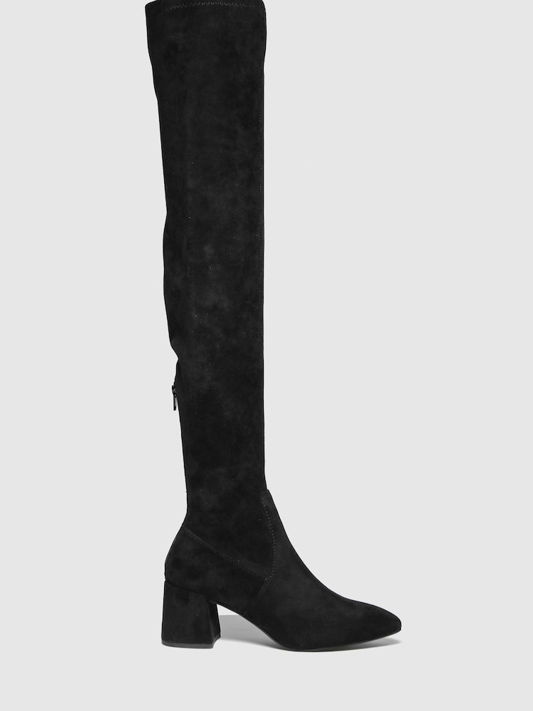 Schuh Black Daz Pointed Over The Knee Boots - Image 1 of 4