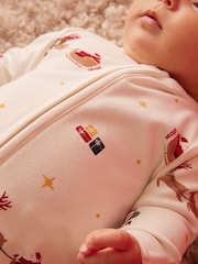 MORI Cream Supersoft Christmas Sleigh Two Way Zip-Up Sleepsuit - Image 2 of 5