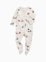 MORI Cream Supersoft Christmas Sleigh Two Way Zip-Up Sleepsuit - Image 4 of 5