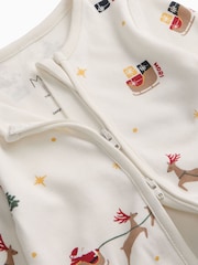 MORI Cream Supersoft Christmas Sleigh Two Way Zip-Up Sleepsuit - Image 5 of 5