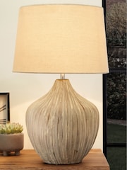 Cream Scratch Ceramic Large Table Lamp - Image 2 of 5