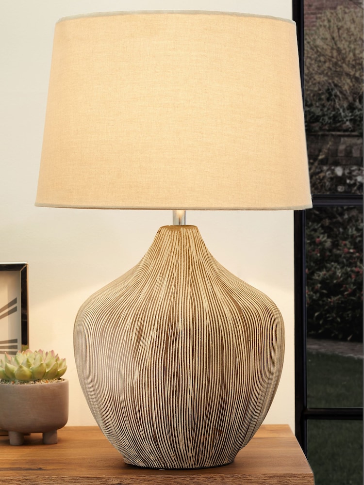 Cream Scratch Ceramic Large Table Lamp - Image 2 of 5