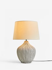 Cream Scratch Ceramic Large Table Lamp - Image 4 of 5