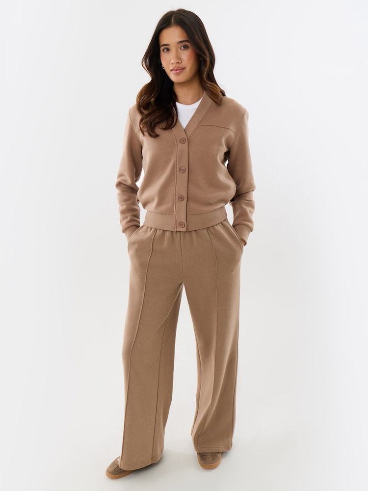 Threadbare Brown Petite Cardigan & Jogger Sweat Set - Image 1 of 5 Threadbare Brown Petite Cardigan & Jogger Sweat Set - Image 1 of 5