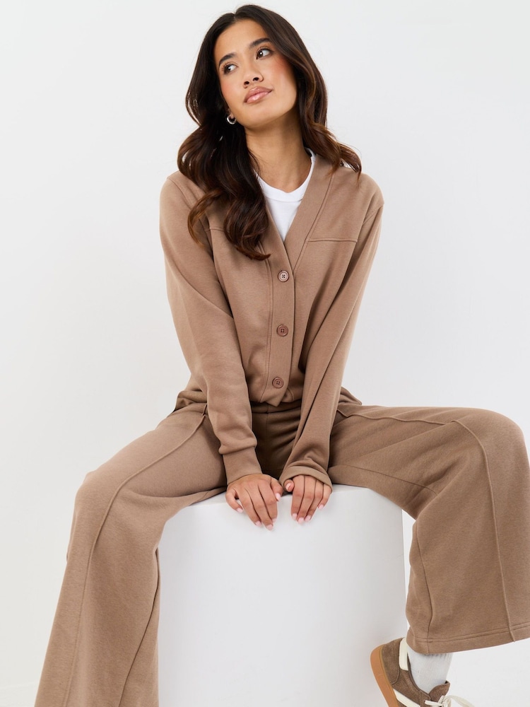Threadbare Brown Petite Cardigan & Jogger Sweat Set - Image 5 of 5 Threadbare Brown Petite Cardigan & Jogger Sweat Set - Image 5 of 5