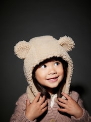 Creme - Kopfbedeckung aus Sherpa-Fleece (3 Monate bis 6 Jahre) - Bild 1 von 4