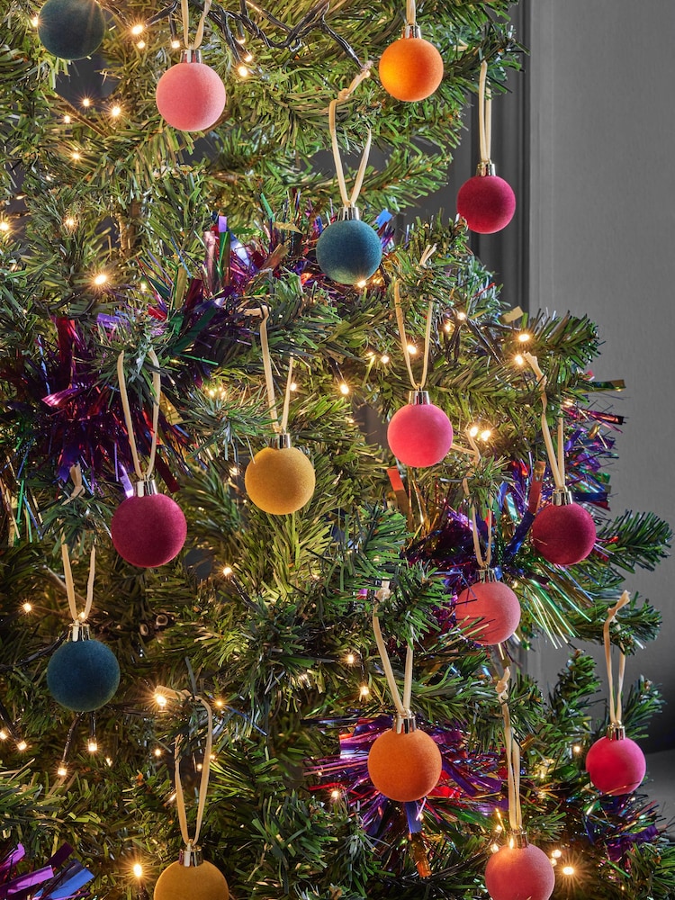 Set of 20 Multi Mini Flocked Baubles - Image 1 of 4 Set of 20 Multi Mini Flocked Baubles - Image 1 of 4