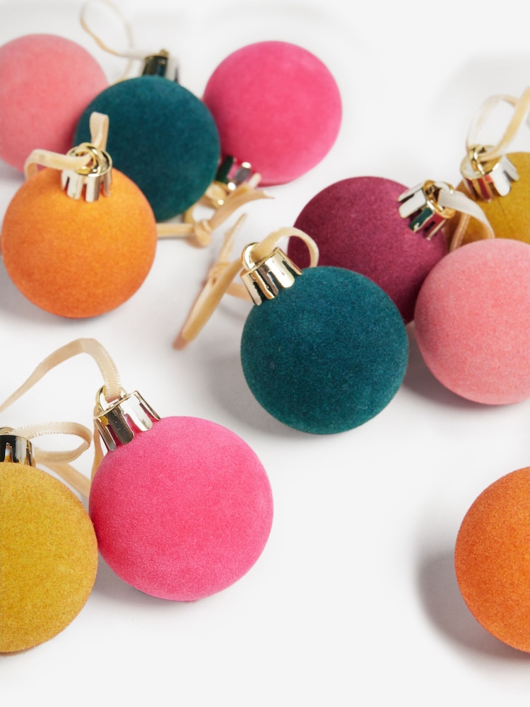 Set of 20 Multi Mini Flocked Baubles - Image 4 of 4 Set of 20 Multi Mini Flocked Baubles - Image 4 of 4