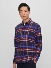 BOSS Blue Tartan Check Long Sleeve Shirt - Image 1 of 6