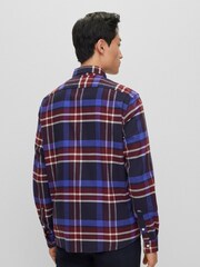 BOSS Blue Tartan Check Long Sleeve Shirt - Image 2 of 6