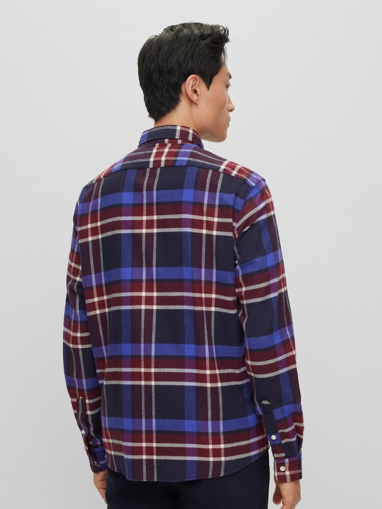 BOSS Blue Tartan Check Long Sleeve Shirt - Image 2 of 6