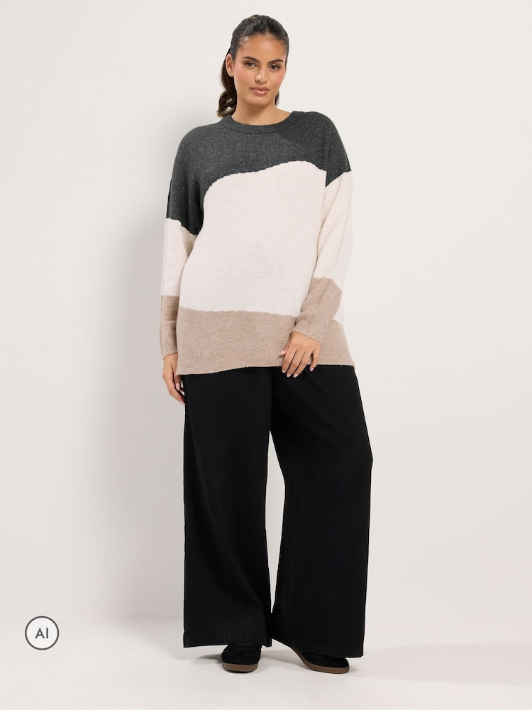 Yours Curve Animal Colourblock Knit Jumper - Image 2 of 6 Yours Curve Animal Colourblock Knit Jumper - Image 2 of 6