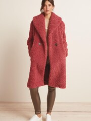 Rose Red Teddy Borg Coat - Image 1 of 1