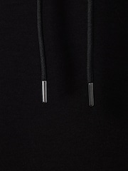 Reiss Black Fabien Interlock Jersey Drawstring Hoodie - Image 6 of 7