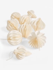 Set of 10 White Paper Honeycomb Baubles - Image 6 of 8