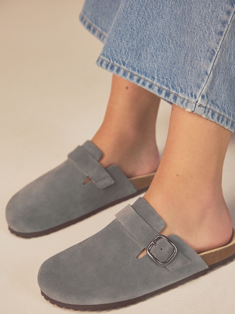 Blue Standard Fit Forever Comfort® Leather Footbed Clogs - Image 3 of 8