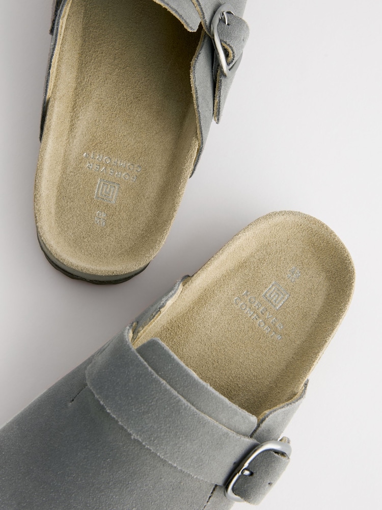 Blue Standard Fit Forever Comfort® Leather Footbed Clogs - Image 6 of 8