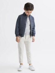 Reiss Airforce Blue Flintoff Funnel Neck Quilted Hybrid Jacket - Image 3 of 7