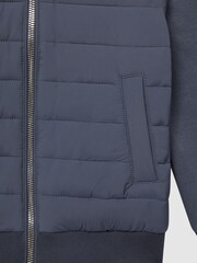 Reiss Airforce Blue Flintoff Funnel Neck Quilted Hybrid Jacket - Image 7 of 7