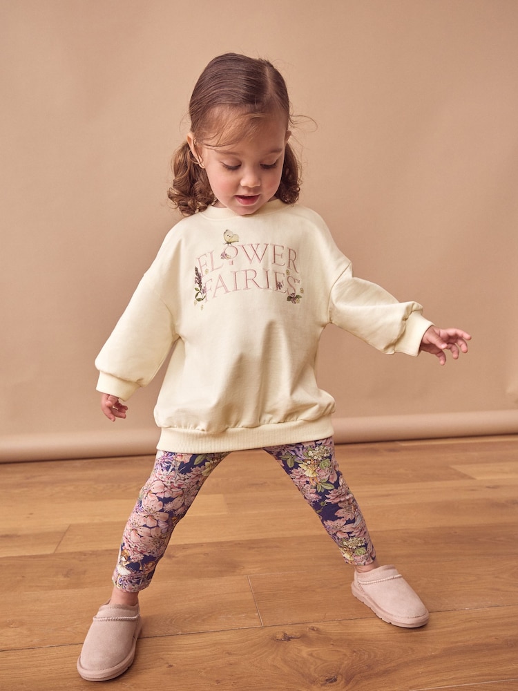 Grey Flower Fairies 100% Cotton Long Sleeve Top and Leggings Set (3mths-7yrs) - Image 1 of 8