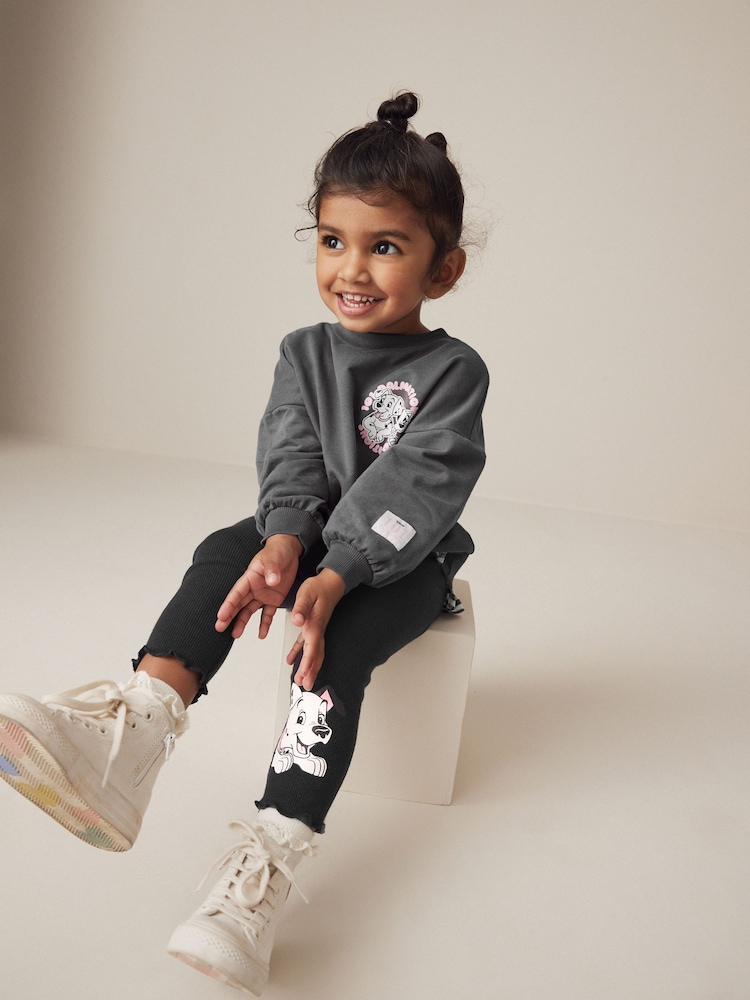 Charcoal Grey Disney 101 Dalmations Long Sleeve 100% Cotton Top And Leggings Set (3mths-7yrs) - Image 2 of 7