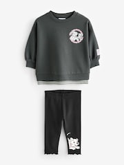 Charcoal Grey Disney 101 Dalmations Long Sleeve 100% Cotton Top And Leggings Set (3mths-7yrs) - Image 5 of 7