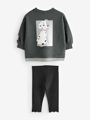 Charcoal Grey Disney 101 Dalmations Long Sleeve 100% Cotton Top And Leggings Set (3mths-7yrs) - Image 6 of 7