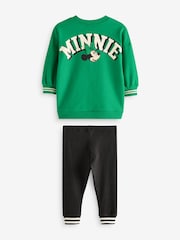 أخضر - طقم بلوزة بأكمام طويلة وبنطلون ضيق من القطن 100% بنقشة Disney Minnie Mouse (3 شهور-7 سنوات) - صورة 6 من 8