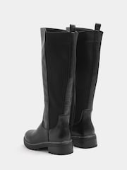 Yours Curve Ribbed Knit Panel Knee High Boots In Wide - صورة 3 من 4