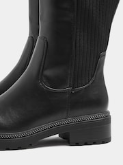 Yours Curve Ribbed Knit Panel Knee High Boots In Wide - صورة 4 من 4