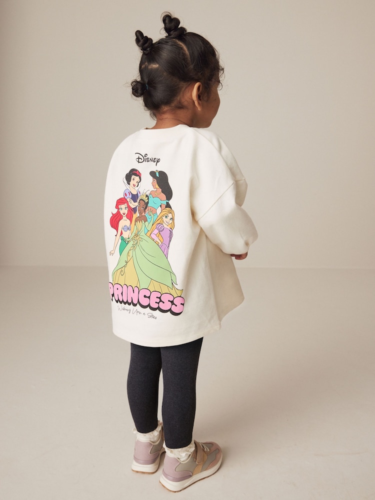 Ecru White Disney Princess Long Sleeve 100% Cotton T-Shirt and Leggings Set (3mths-7yrs) - Image 1 of 6
