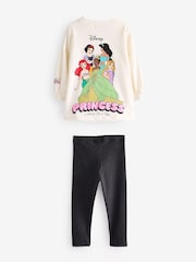 Ecru White Disney Princess Long Sleeve 100% Cotton T-Shirt and Leggings Set (3mths-7yrs) - Image 4 of 6