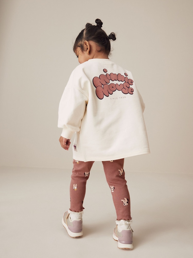Ecru, Weiß - Disney Minnie Mouse And Daisy Sequin Long Sleeve 100% Cotton T-Shirt And Leggings Set (3mths-7yrs) - Bild 2 von 9 Ecru, Weiß - Disney Minnie Mouse And Daisy Sequin Long Sleeve 100% Cotton T-Shirt And Leggings Set (3mths-7yrs) - Bild 2 von 9
