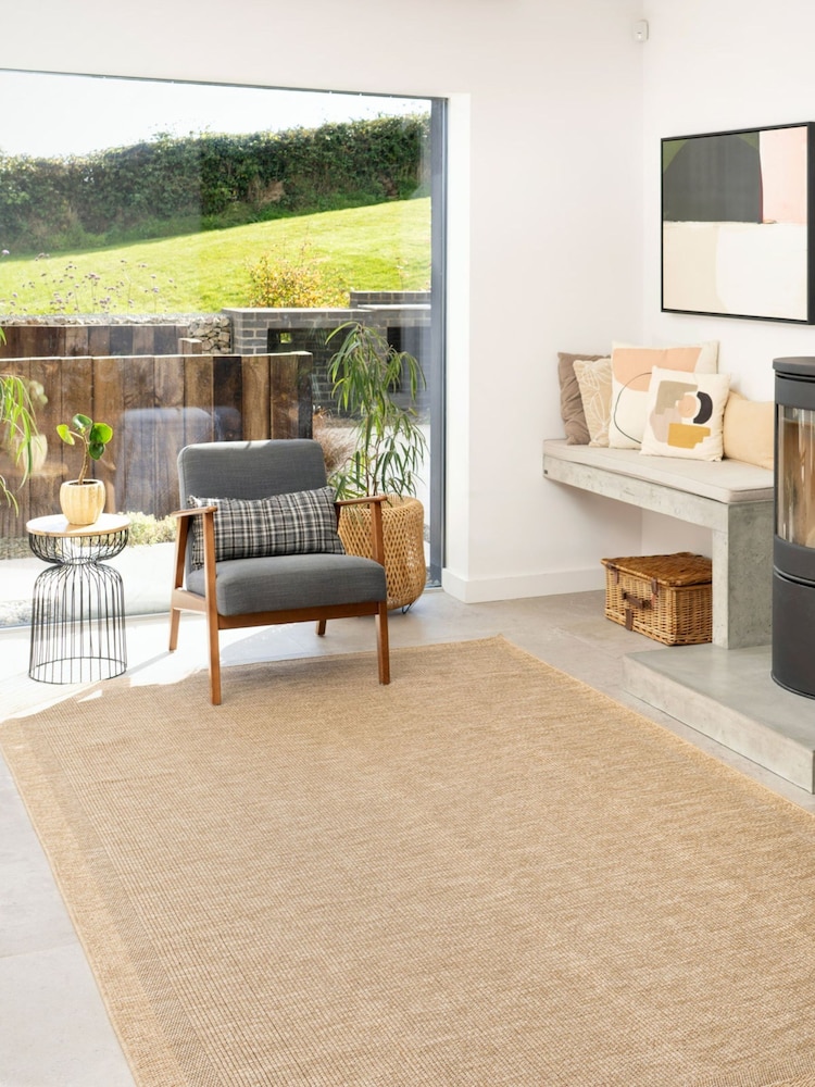 kukoon Beige Washable Rayna Jute Border Style Rug - Image 1 of 6