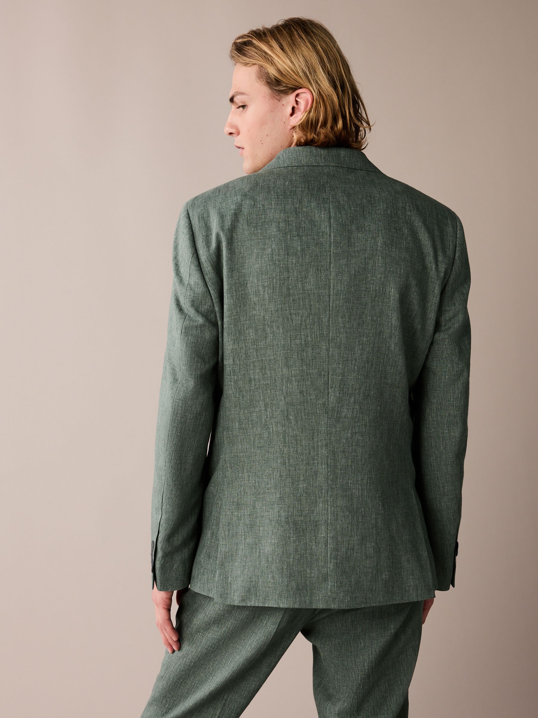 Buy Green Linen Blend Tailored Fit Suit Jacket from Next Singapore