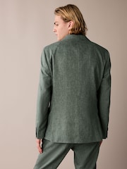 Zielony - Linen Blend Tailored Fit Suit Jacket - Image 3 of 5