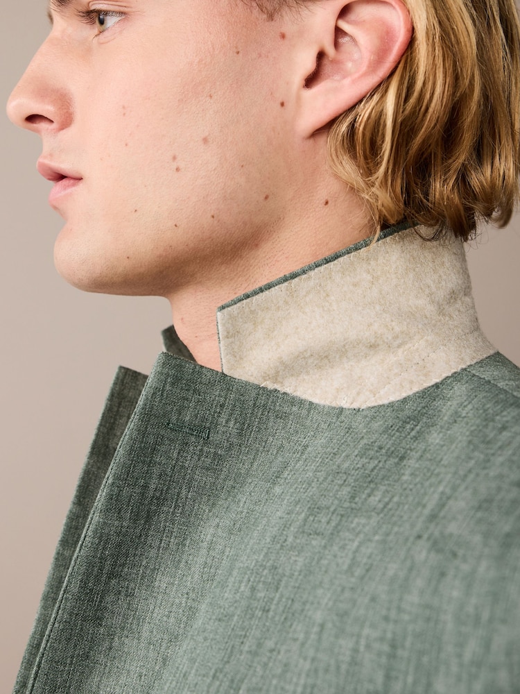 Green Linen Blend Tailored Fit Suit Jacket - Image 4 of 5