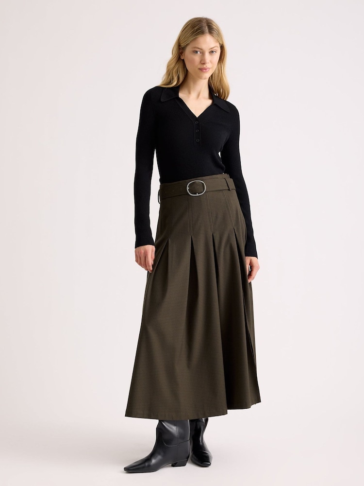 Albaray Brown Mini Checked Belted Skirt - Image 1 of 6