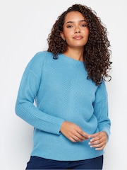 M&Co Blue Funnel Neck Stitch Jumper - Image 1 of 4
