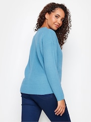 M&Co Blue Funnel Neck Stitch Jumper - Image 3 of 4