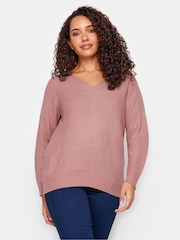 M&Co Pink V-Neck Long Sleeve Jumper - Image 1 of 4