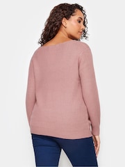M&Co Pink V-Neck Long Sleeve Jumper - Image 3 of 4