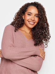 M&Co Pink V-Neck Long Sleeve Jumper - Image 4 of 4
