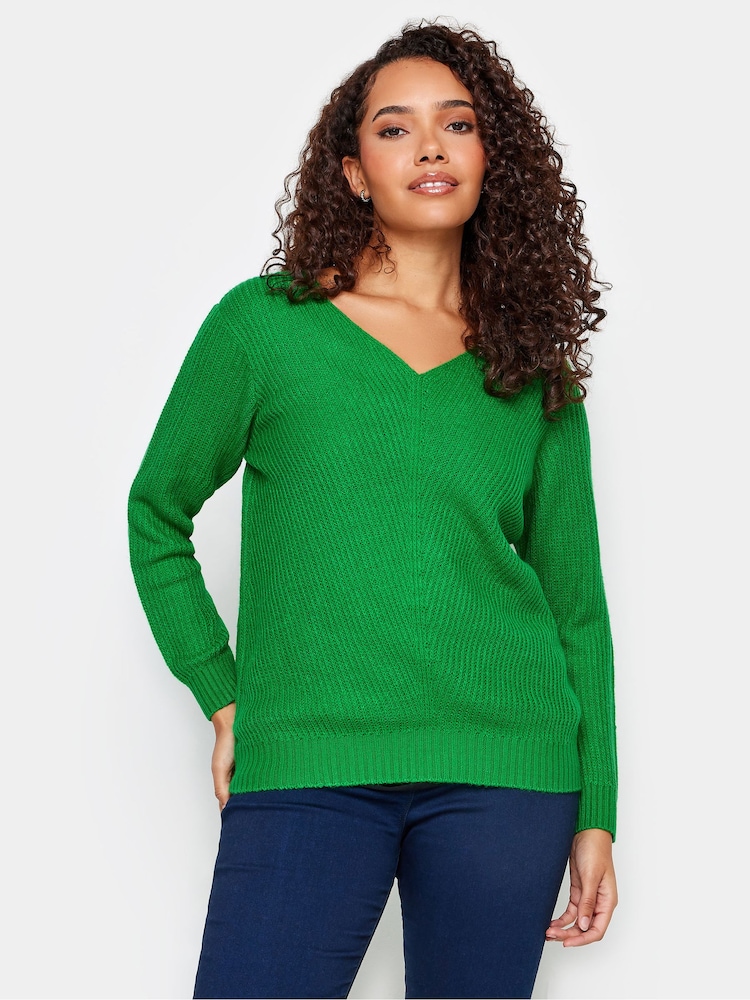 M&Co Green V-Neck Long Sleeve Jumper - Image 1 of 4 M&Co Green V-Neck Long Sleeve Jumper - Image 1 of 4