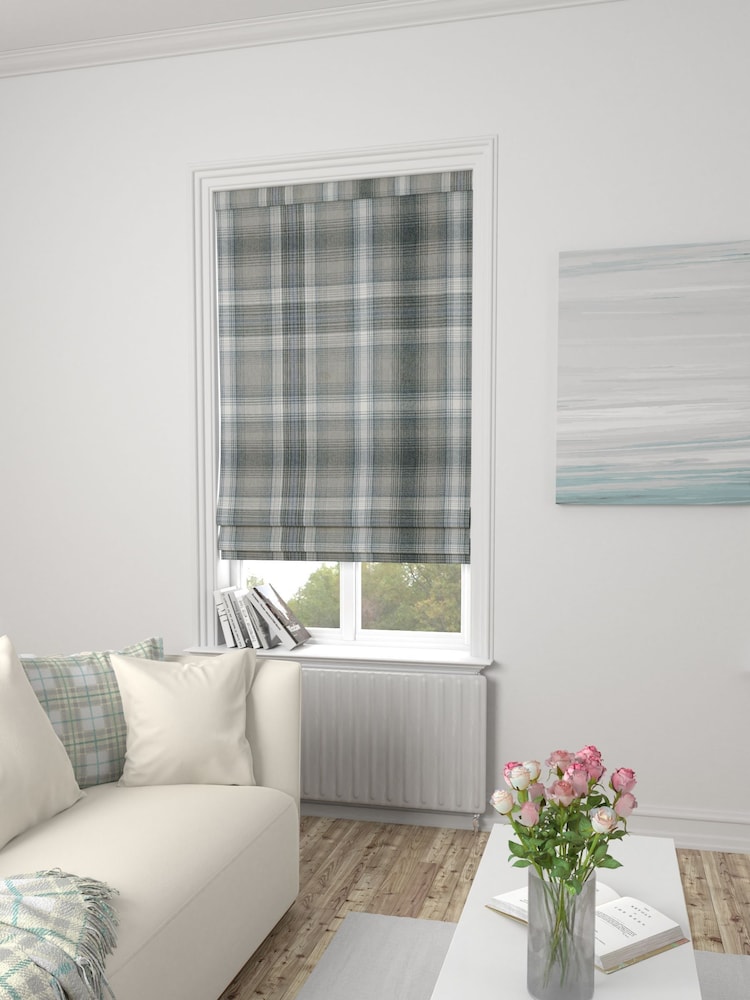 Check Grey Cosy Made To Measure Roman Blind - Image 2 of 4