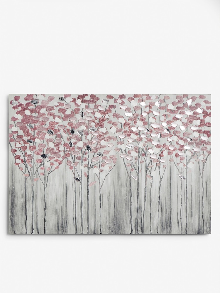 Pink Birch Trees Large Canvas Wall Art - Image 2 of 5