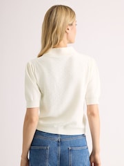 Albaray Short Sleeve Pointelle Button Top - Attēls 2 no 5