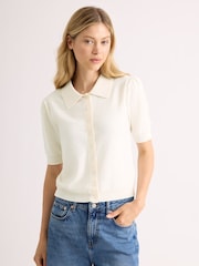 Albaray Short Sleeve Pointelle Button Top - Attēls 4 no 5