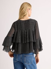 Albaray Black Chiffon Spot Ruffle Top - Image 2 of 5